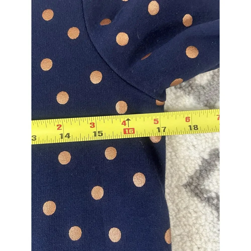 BODEN Blue Gold Polka Dot Cotton Sweatshirt Dress Sz 4R Comfort Preppy Party - Picture 7 of 8